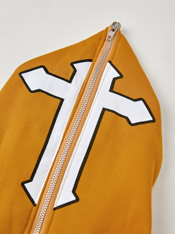 Men's Hip Pop Print Full Zipper Oversized Hoodie-3