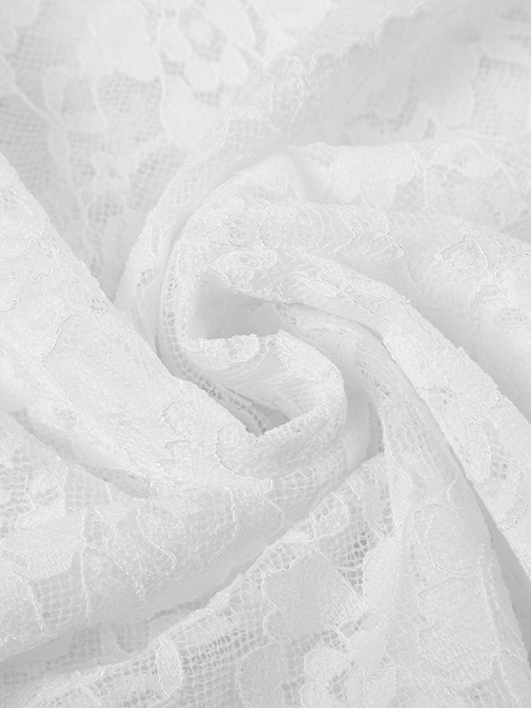 See Through Lace Splice Irregular Hem Midi Skirt-5