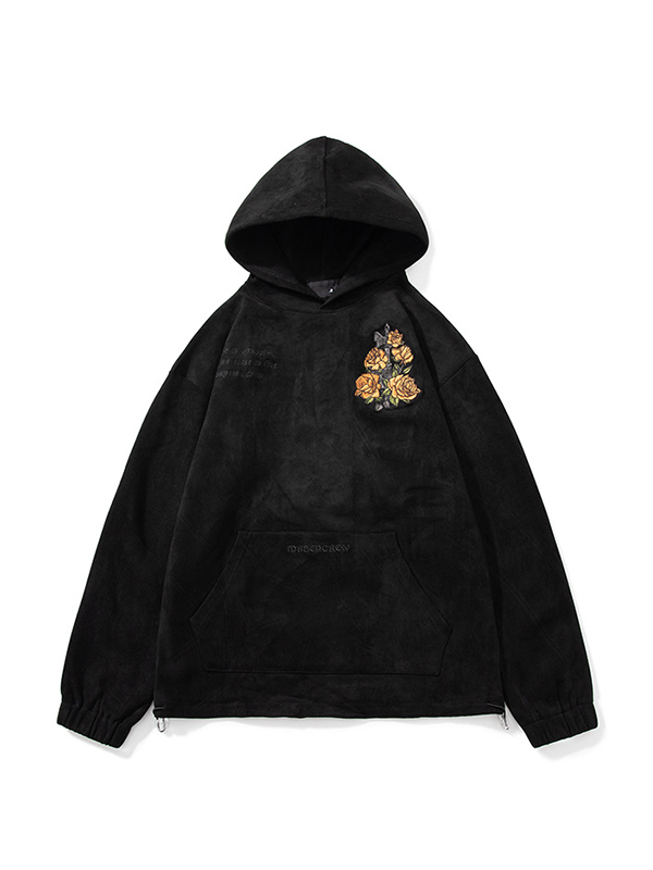 Men's Floral Letter Embroidery Oversized Hoodie-1