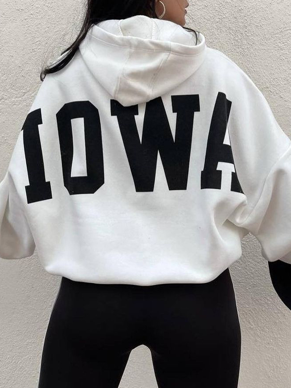 Letter Print Short Oversized Hoodie-1