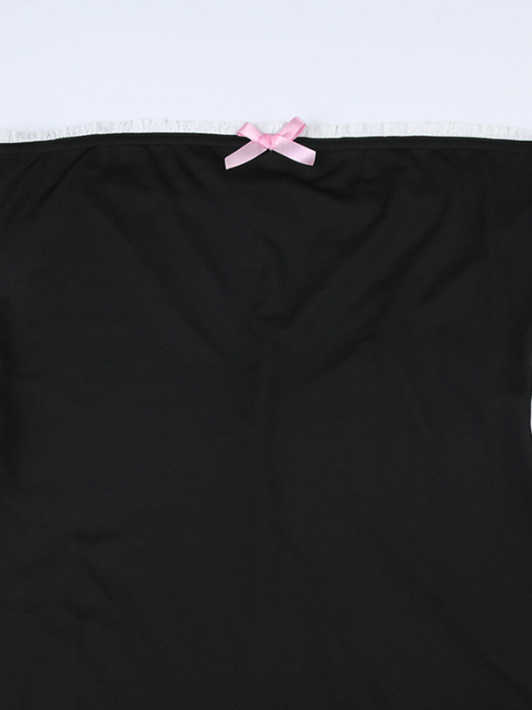 Contrast Trim Bow Tie Up Bandeau Romper-6