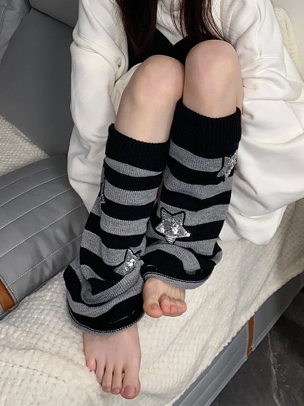 Sequin Star Striped Leg Warmer-3