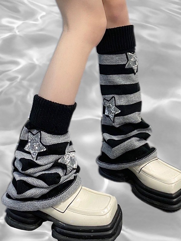 Sequin Star Striped Leg Warmer-2