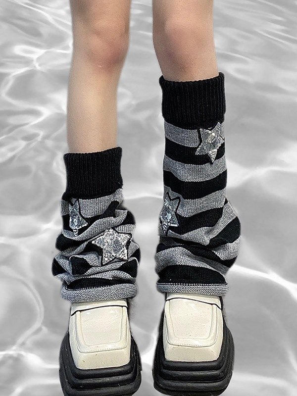 Sequin Star Striped Leg Warmer-1
