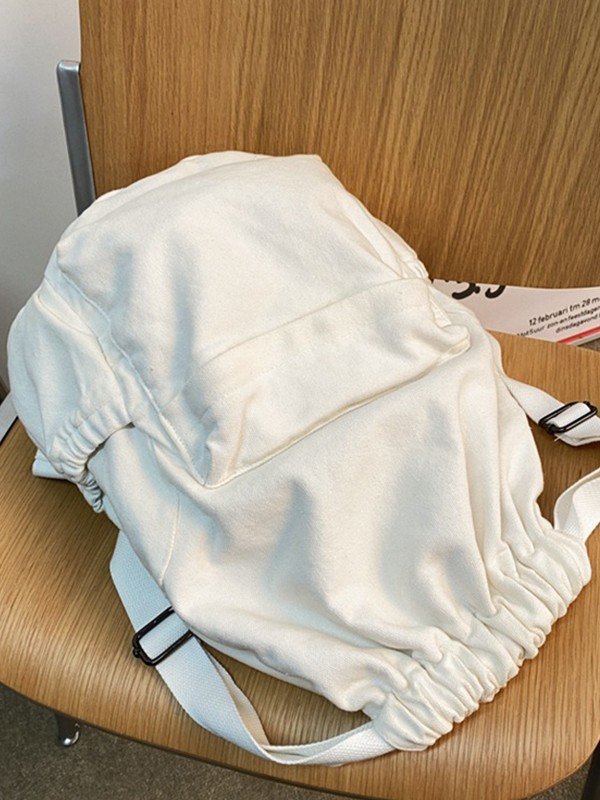Canvas Ruched Drawstring Backpack-4