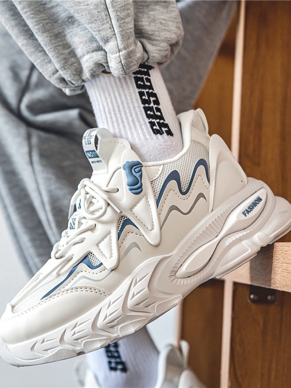 Men's Solid Color Casual Platform Sneakers-4